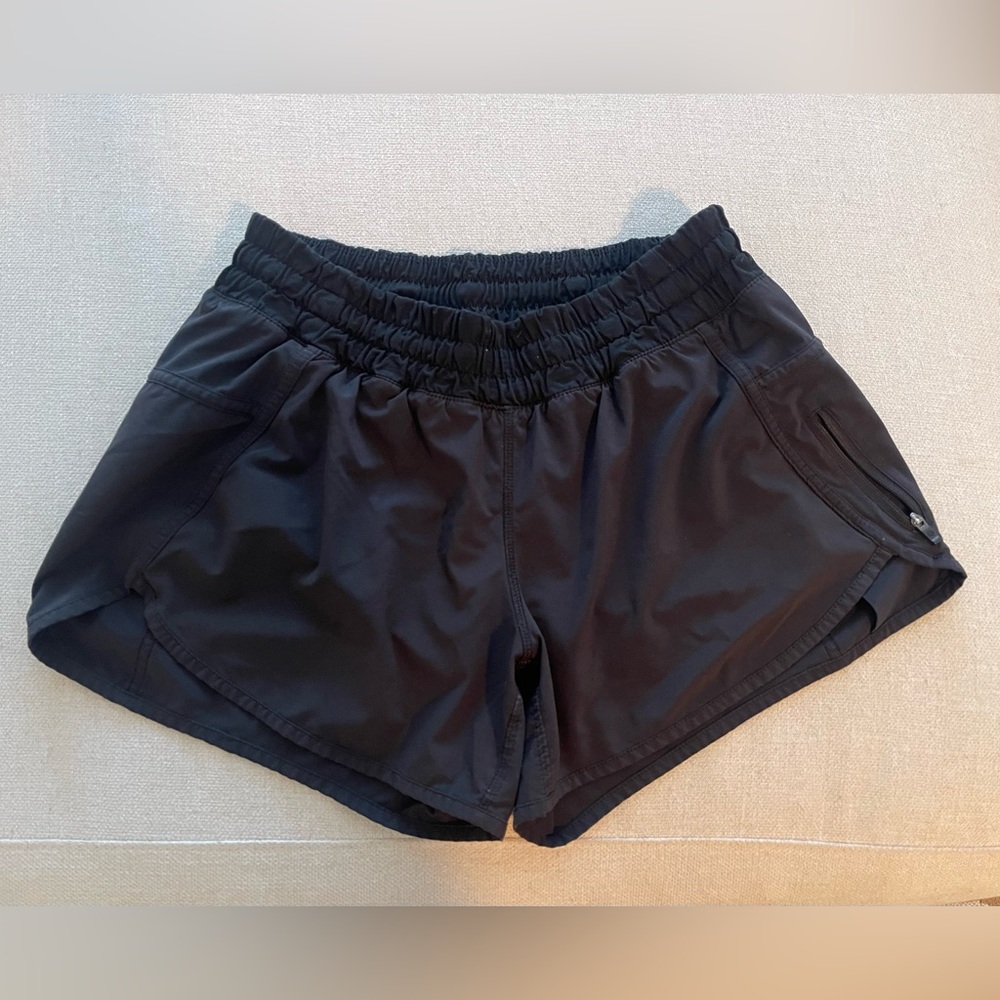 Lululemon Track That Mid-Rise Lined Black Shorts 4"